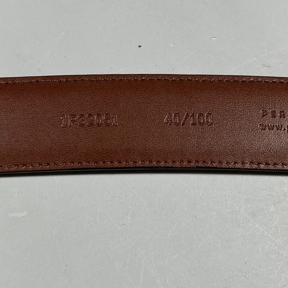 Perry Ellis Old Money Staple Mens Brown Leather Dress Belt Size 40 Modern Office
